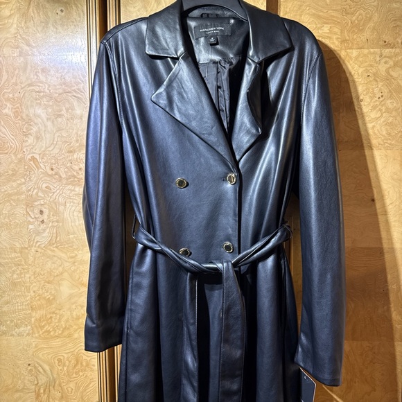Marc New York Black Leather Trench Coat - Picture 4 of 6
